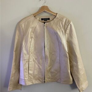 Dialogue Gold Women's Leather Jacket Chic Classic Work